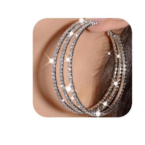 Dainty Circle Crystal Dangle Earrings Rhinestone Hoop Earrings Chic Large Earraings for Women