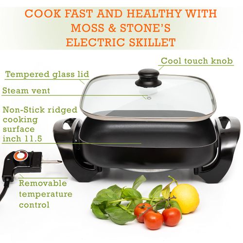 Square Nonstick Electric Skillet With