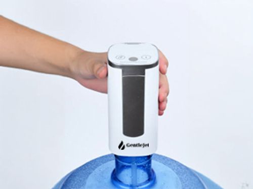 Automatic Water Dispenser Pump for 5 Gallon Bottle - Digital Display, Type-C USB Charging, Portable Electric Water Pump, Foldable Spout (White - Silver- Desk Stand)