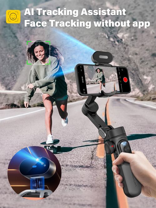 Gimbal Stabilizer for iPhone Phone Stabilizer with Detachable Remote Control, 3-Axis Phone Gimbal for Android & iPhone 16 15 Pro Max, Portable Foldable Ideal for Travel Vlogging