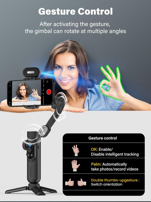 Gimbal Stabilizer for iPhone Phone Stabilizer with Detachable Remote Control, 3-Axis Phone Gimbal for Android & iPhone 16 15 Pro Max, Portable Foldable Ideal for Travel Vlogging