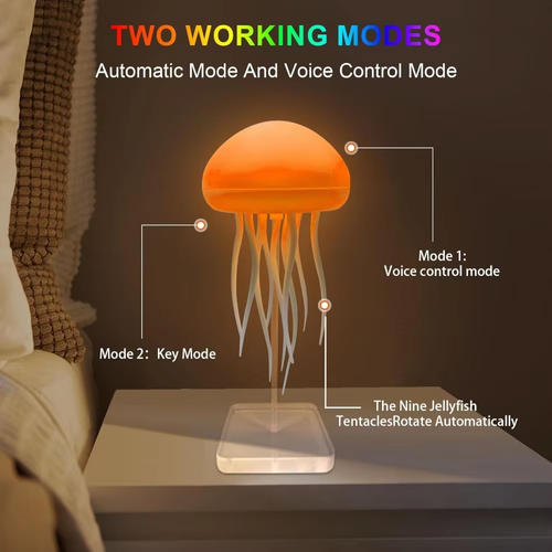 RGB color-changing USB rechargeable LED night light made of ABS material, resembling a jellyfish, a modern small wall-mounted lamp🔮🎵🎵