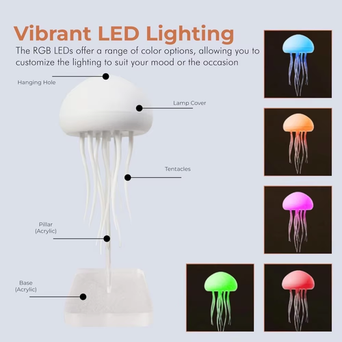 RGB color-changing USB rechargeable LED night light made of ABS material, resembling a jellyfish, a modern small wall-mounted lamp🔮🎵🎵