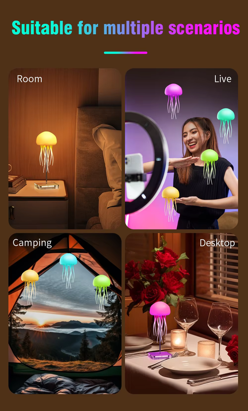 RGB color-changing USB rechargeable LED night light made of ABS material, resembling a jellyfish, a modern small wall-mounted lamp🔮🎵🎵