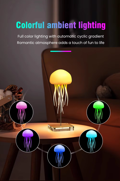 RGB color-changing USB rechargeable LED night light made of ABS material, resembling a jellyfish, a modern small wall-mounted lamp🔮🎵🎵