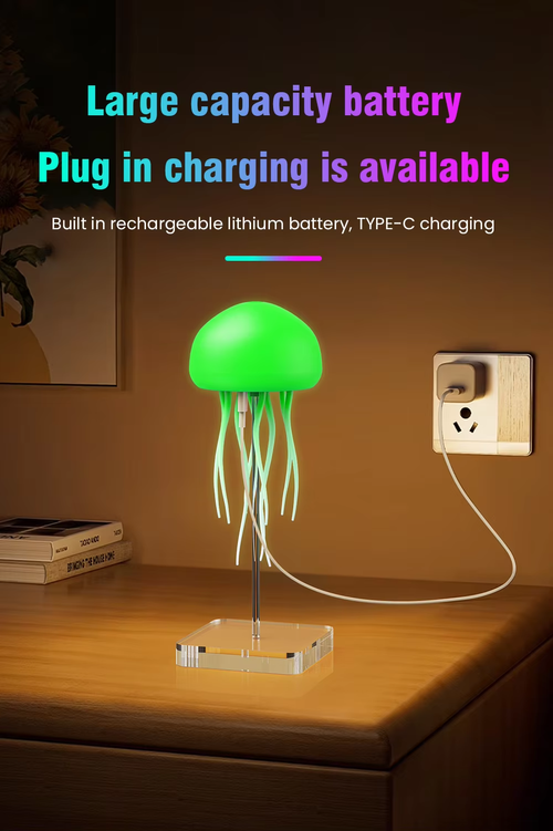 RGB color-changing USB rechargeable LED night light made of ABS material, resembling a jellyfish, a modern small wall-mounted lamp🔮🎵🎵
