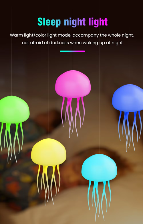 RGB color-changing USB rechargeable LED night light made of ABS material, resembling a jellyfish, a modern small wall-mounted lamp🔮🎵🎵