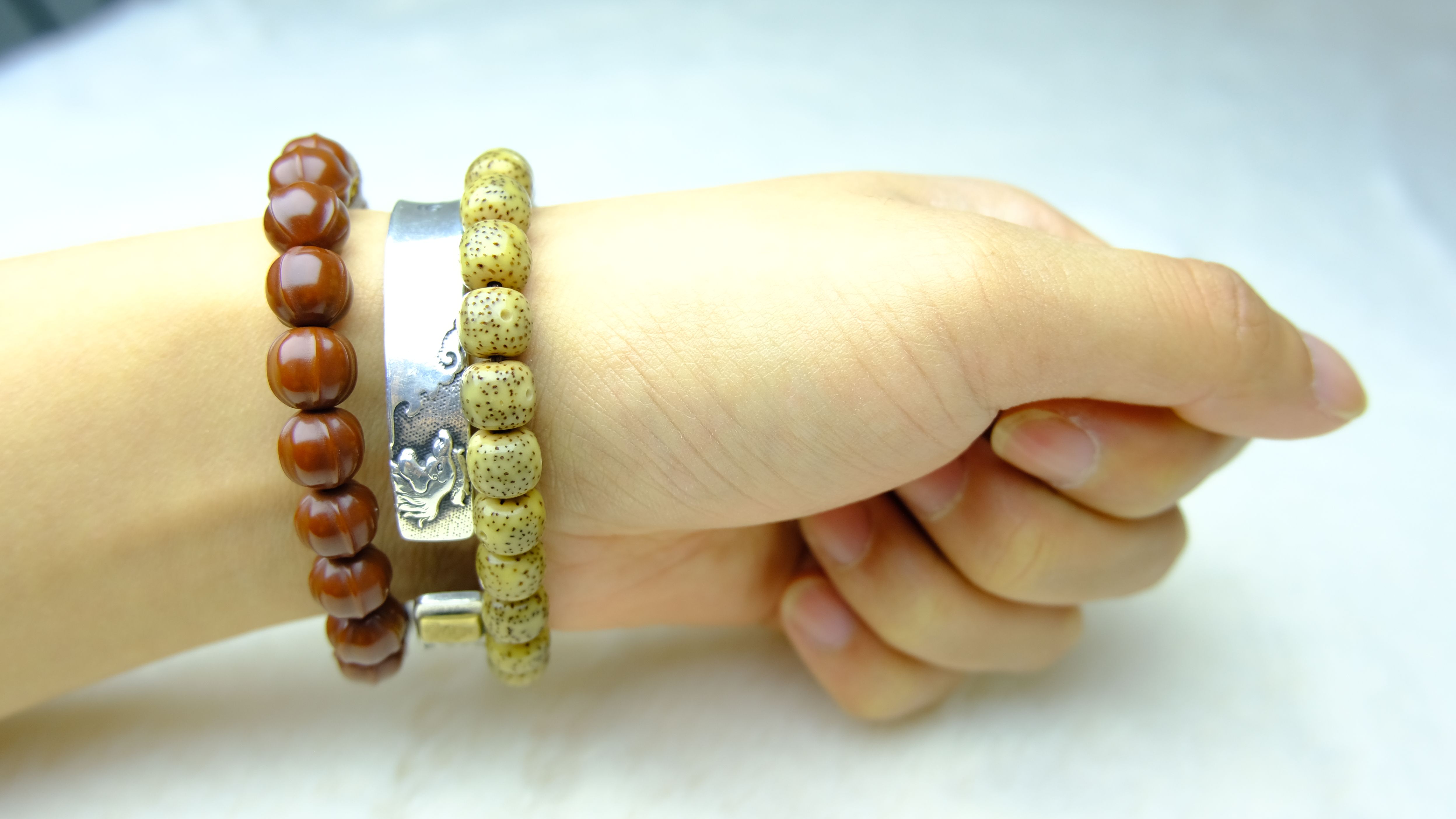 Star Moon Bodhi Seed Bracelet, Central Moon, Full-body Star-covered