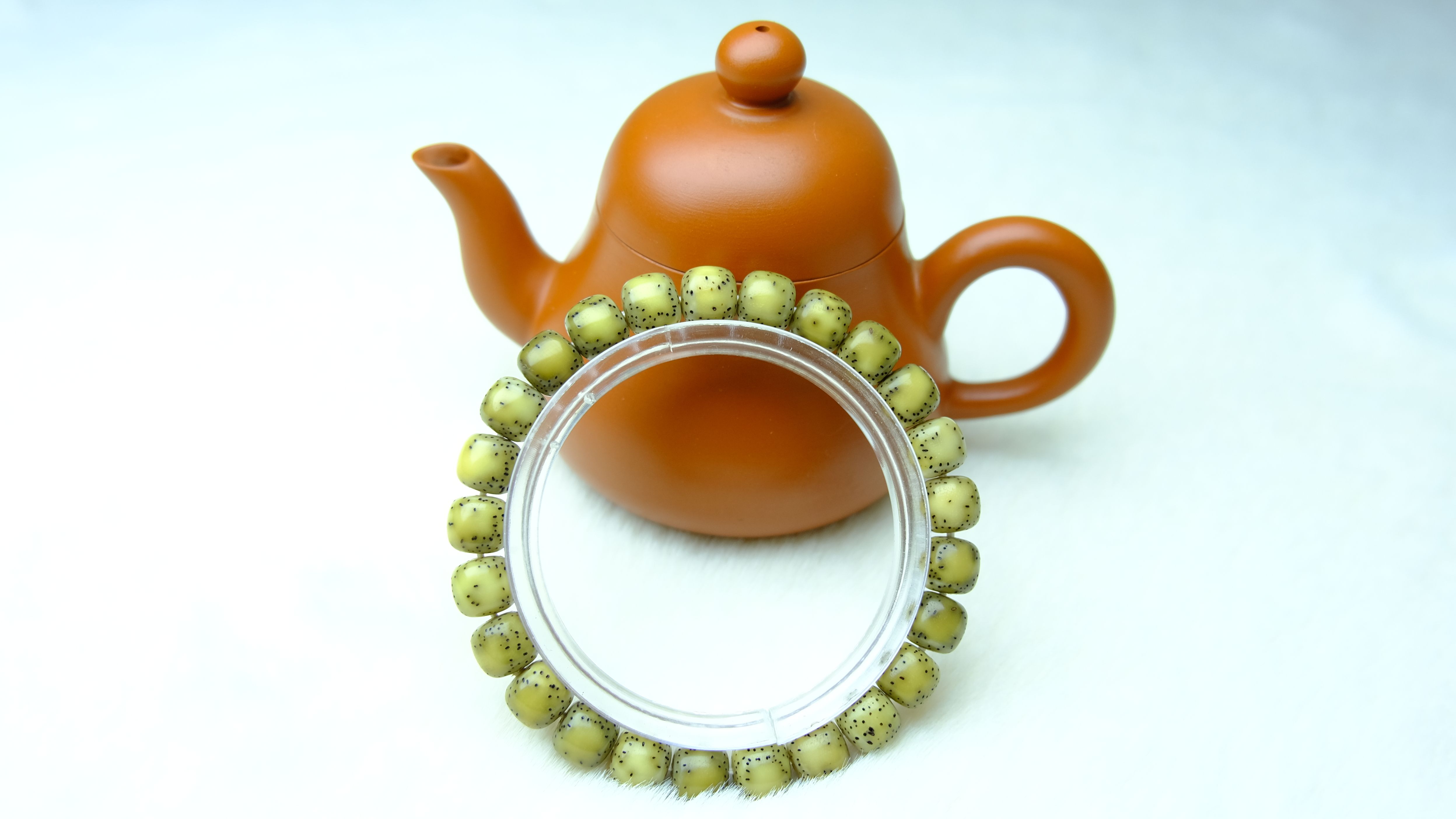 Star Moon Bodhi Seed Bracelet, Jelly-like, Side-position White, Rock Candy