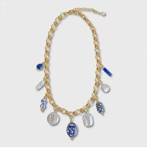 Pearl necklace, titanium steel, non-fading shell beads, high-end ceramic clavicle chain