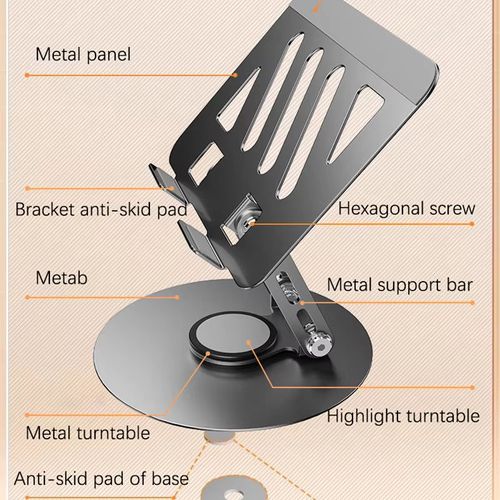 Portable Foldable Metal 360 Rotating Tablet Adjustable Stand Desk Mount Holder for Ipad Smartphone