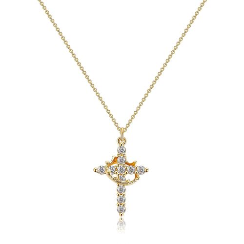 Versatile Light Luxury Crown Cross Necklace Rotatable Diamond Zircon Clavicle Pendant Necklace Jewelry for Women
