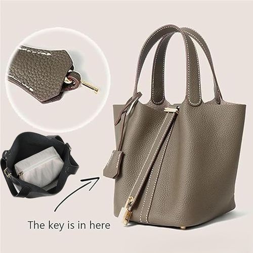 Fashion Luxury Genuine Leather Bucket Tote Bag for Women High-End Basket-Style Wedding Mommy Bridal Purse and Handbags
