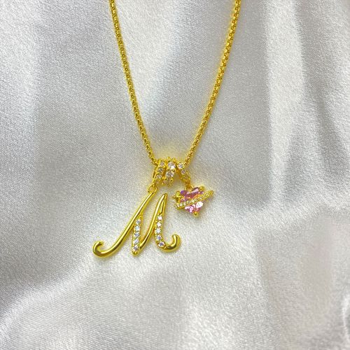 High-End Luxury Gold Plated Dopamine English Letter Necklace for Girls Hot-Selling Jewelry Figaro pendant style necklaces