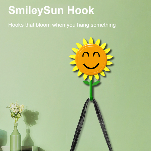 Sunflower Flower Sticky Suction Cup Hook Plastic Wall Mounted Single Living Room Kitchen Door Sunflower Hook
