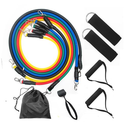 150 Lbs Stackable 11 Pcs Latex Resistance Yoga Fitness Home Set Ankle Tube Workout Bands