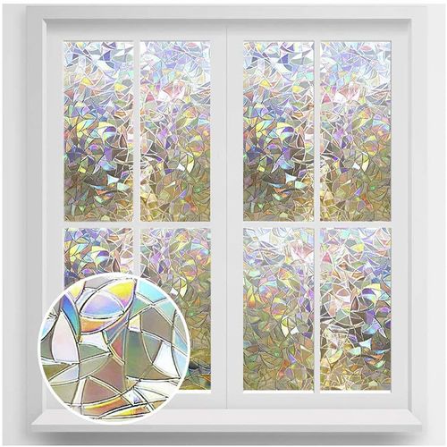 Non-Adhesive Rainbow Window Clings Removable Decorative Privacy Film Stained Glass Window 3D Static Cling Window Sticker