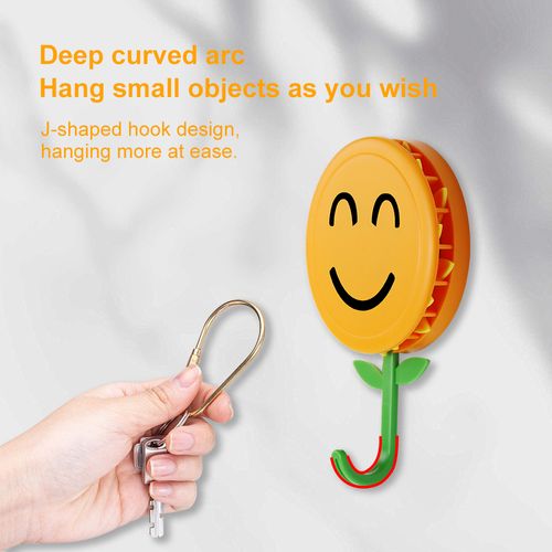 Sunflower Flower Sticky Suction Cup Hook Plastic Wall Mounted Single Living Room Kitchen Door Sunflower Hook