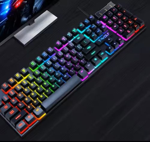 Hot Selling Color Backlit Rgb Keyboard 104 Keys Gaming Clavichordine USB Connect Rainbow Light Keyboard for Computer Laptop, Same Mouse Gifted
