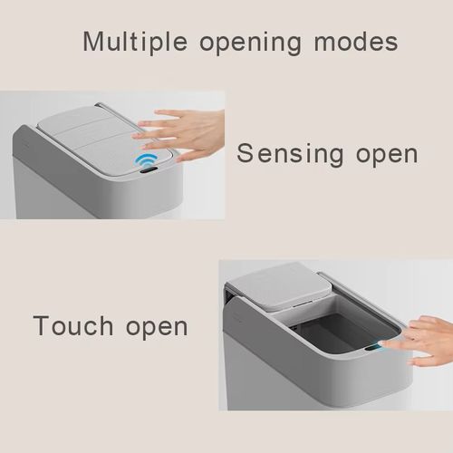Automatic Home Trash Can Smart Sensor Touchless Sliding Lid Narrow Gap Electric Adsorption Bag for Living Room Plastic Steel