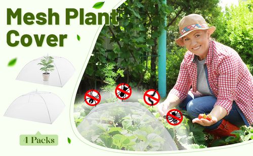 Mesh plant cover for fruits and flowers protective tent, foldable umbrella with insect and mosquito net.