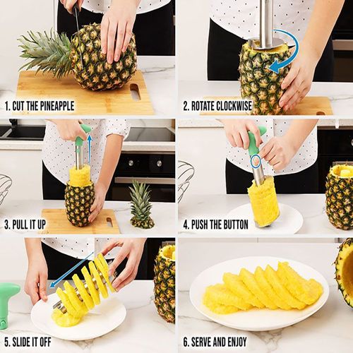 Kitchen Gadget Stainless Steel Manual Heavy Fruit & Vegetable Tools Pineapple Corer Cutter Slicer Peeler