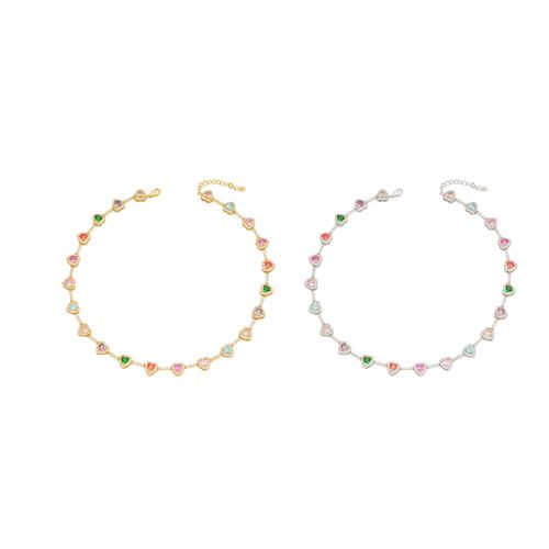 New hot-selling 18k gold-plated non-fading ethnic necklace Ins style heart zircon beaded necklace