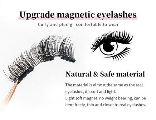 High-quality soft long magnetic strip reusable eyelash band with tweezers, natural half false eyelashes, makeup and beauty products