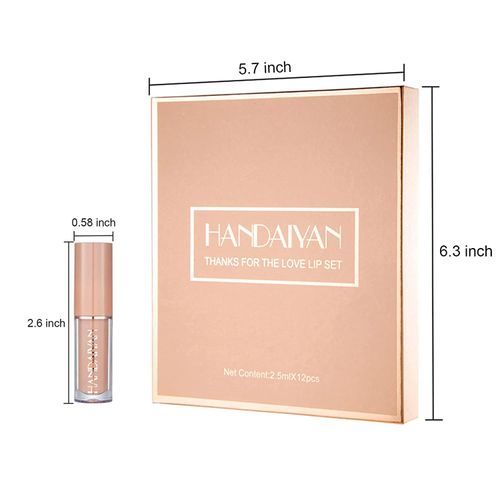 12 Color Book Lipgloss Set Vegan Organic Non-Stick Cup Waterproof Velvet Matte Liquid Lipstick