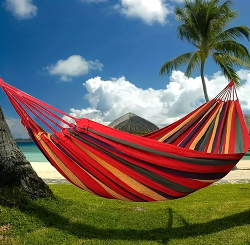 Thickened & Enlarged Outdoor Tree Tent - Portable Camping Canvas Striped Hammock with Anti-Rollover Design & Stable Quality