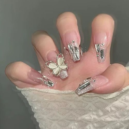 Pure desire long butterfly special-shaped diamond glitter nail patch