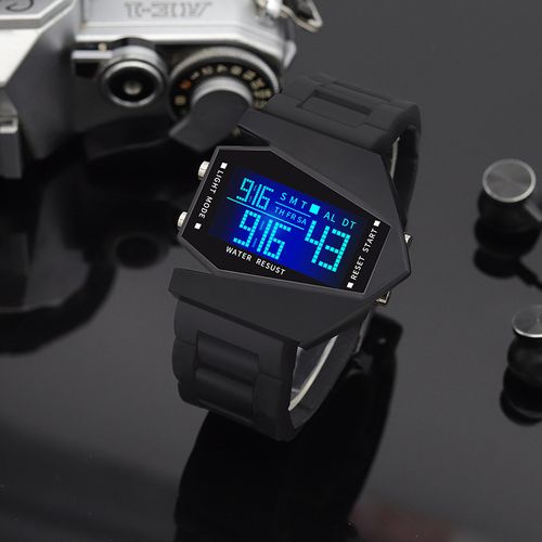 Unique Airplane Shaped Luminous LED Digital Watch Multifunctional Silicone Sport Watches