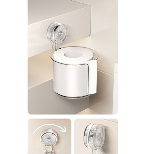 Wall Mounted Tissue Box Suction Cup Acrylic Toilet Plastic Round Storage Organizer Shelf Transparent Holder for Bathroom