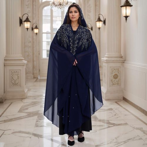Hot Selling Summer Robe Diamond Beaded Shawl Hood Middle East Africa Style Vintage Batwing Sleeve Abaya Caftan high Quality
