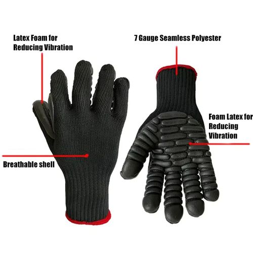 Vibration Resistant Gloves for Impact Protection High Impact Black Latex Coating for Construction Work Gloves