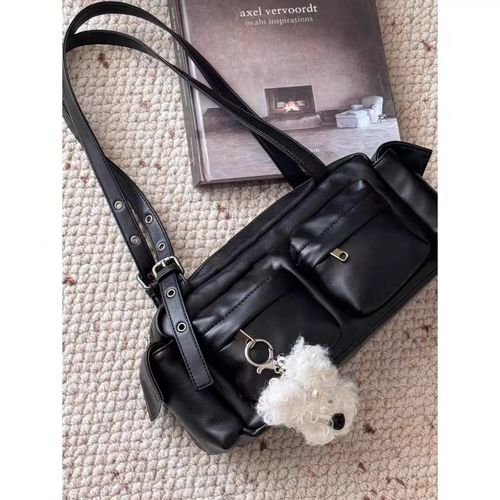 Niche design retro multi-pocket motorcycle bag for women 2025 new fashion versatile one shoulder armpit bag handbag