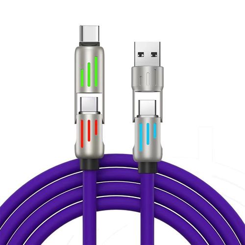 240W Super Fast LED Display USB Charger 4-in-1 Multi-Device with Rotating Elbow Type-C Mobile Phone and Printer Charger Cable