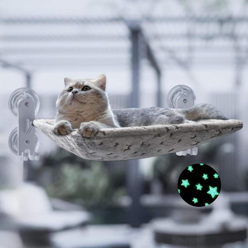 Cordless Indoor Cat Window Perch Cat Hammock Large 4 Suction Cups & Solid Metal Frame Foldable Cat Seat Window Beds