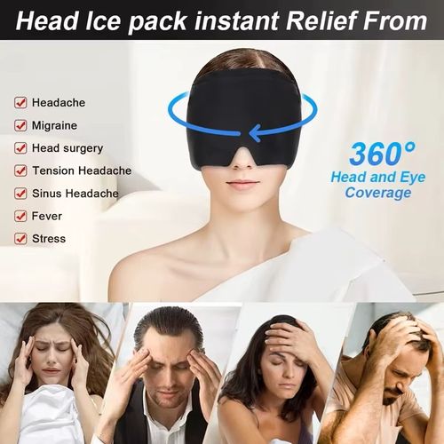 Migraine Relief Cap Headache Hat Gel Hot Cold Therapy Ice Cap for Relieve Pain Ice Hat Eye Mask Stress Pressure Pain Relief