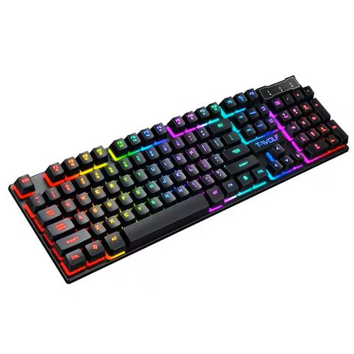 Hot Selling Color Backlit Rgb Keyboard 104 Keys Gaming Clavichordine USB Connect Rainbow Light Keyboard for Computer Laptop, Same Mouse Gifted
