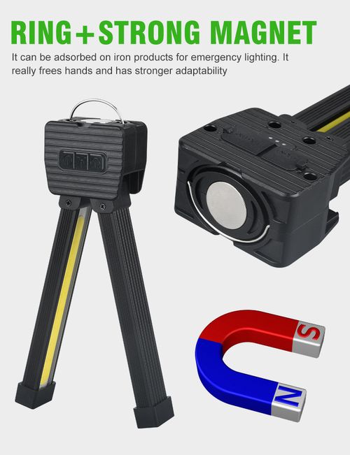 Multifunctional COB work light LED inspection light with magnet cool light + warm light + red light camping light
