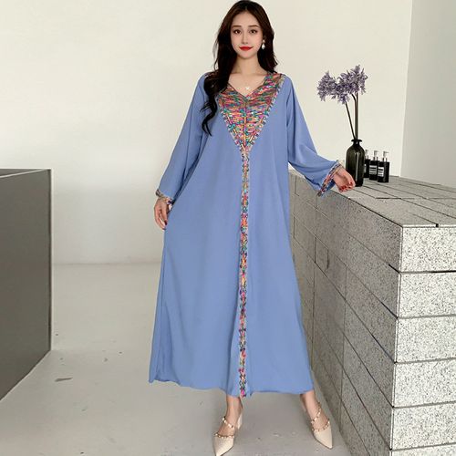 Long-Sleeved Court-Style Dress for Girls Loose and with Long Skirt Traditional Clothing & Accessory