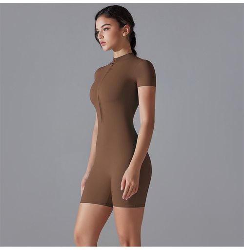 Hot-Selling Spandex Nylon Sports Bodysuit & Jumpsuit Short-Sleeved Half Zip for Yoga & Fitness Active Athletic Gym Apparel
