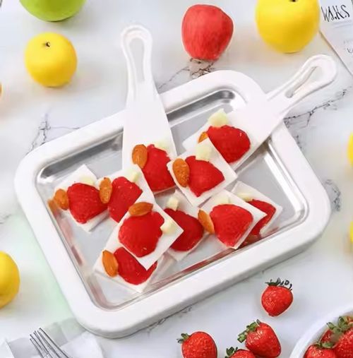 Instant Ice Cream Maker Pan and Scraper With Material of Food Grade Stainless Steel Cold Sweet Fried Food Plate