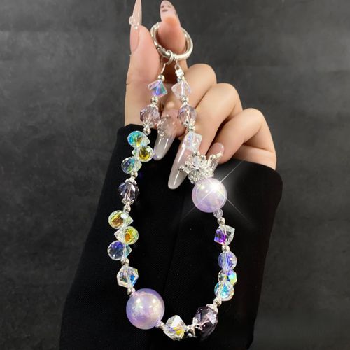 Advanced Luxury Rose Crystal Mobile Phone Chain Pendant Original Design Light Keychain with Perfume Bottle Mobile Bag Pendant
