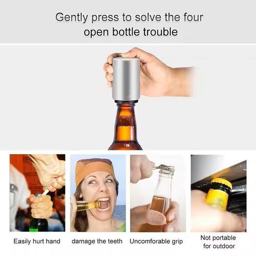 Automatic Beer Bottle Opener Custom Logo Bottle Opener Stainless Steel Automatic Push Down Bottle Opener for Gift Item