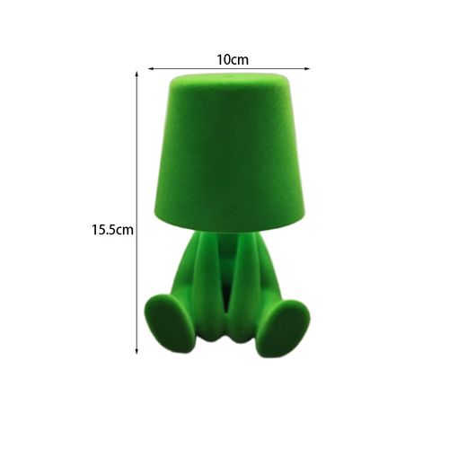 Colorful Plush Little Golden Man Green Decoration Thinker Statue LED Table Lamp
