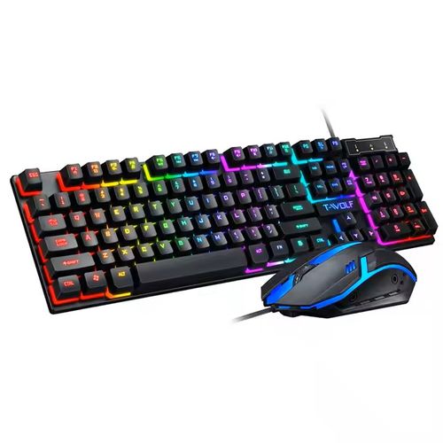 Hot Selling Color Backlit Rgb Keyboard 104 Keys Gaming Clavichordine USB Connect Rainbow Light Keyboard for Computer Laptop, Same Mouse Gifted