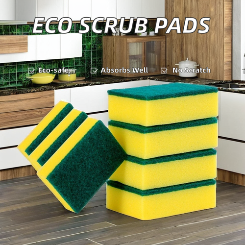 Kitchen Scrub Pads Eco-Friendly Dish Cleaning Sponges for Car & Kitchen Use- reusable