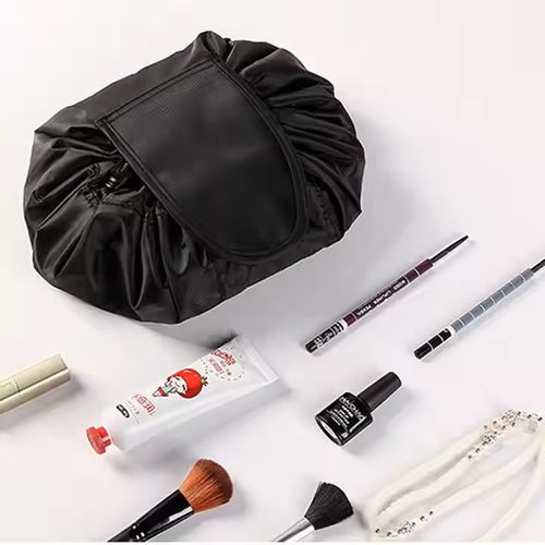 Lazy Drawstring Make up Bag Portable Large Travel Cosmetic Bag Pouch Travel Makeup Pouch Storage Bag Organiser for Women Girl